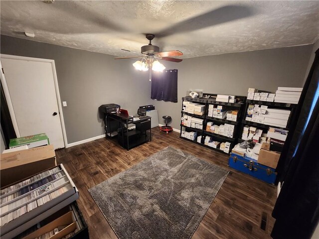 2716 N 10th St, Independence, KS 67301 - office with ceiling fan, a textured ceiling, baseboards, and wood finished floors