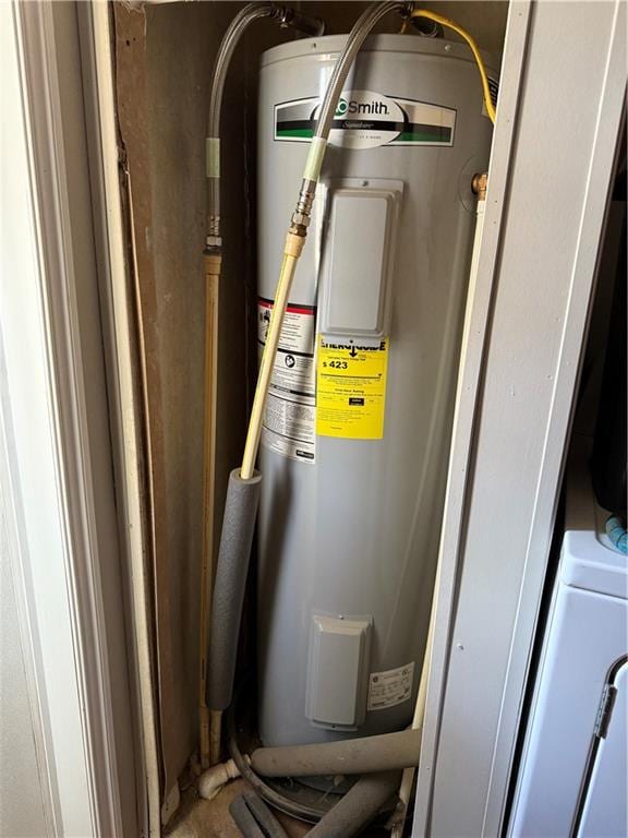 utility room with water heater