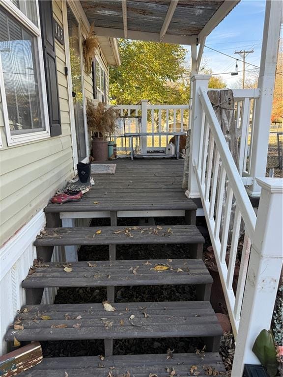 deck featuring a porch