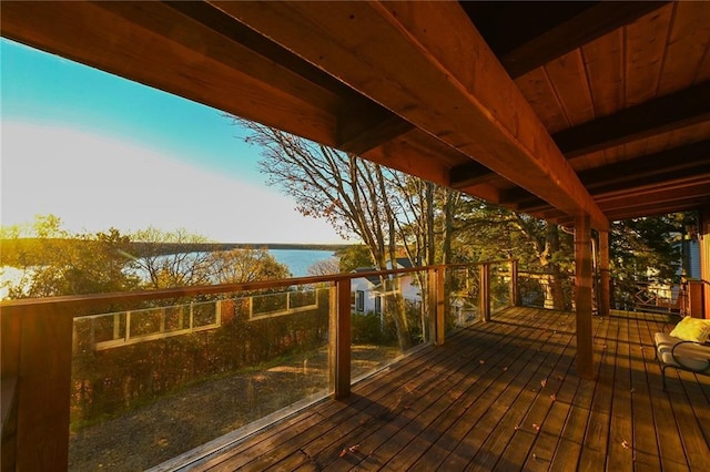 deck with a water view