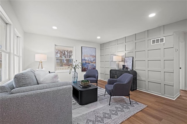 living room with hardwood / wood-style flooring