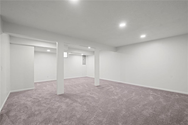 basement with carpet