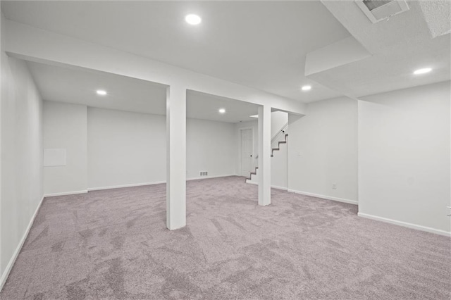 basement with carpet