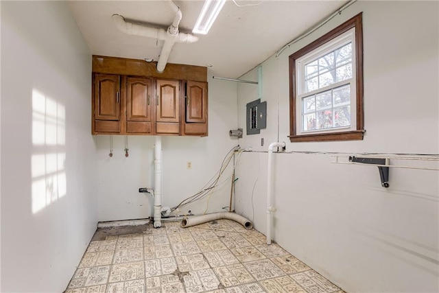 laundry area featuring cabinets and electric panel