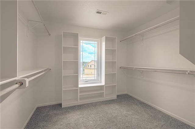 spacious closet featuring carpet floors and visible vents