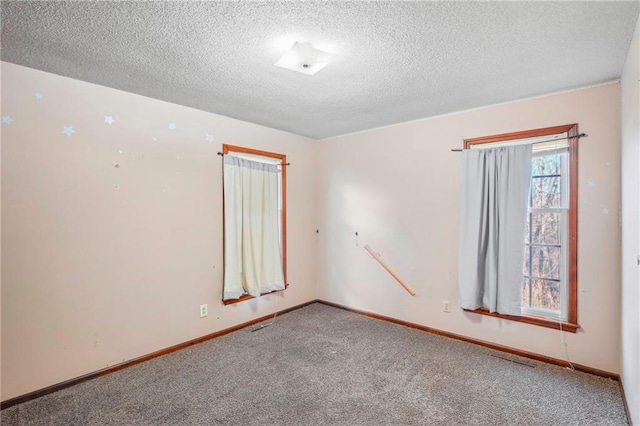 empty room featuring carpet flooring and a textured ceiling