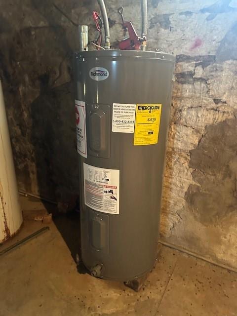 utility room with water heater