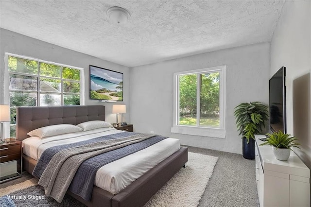9043 Walnut St, Kansas City, MO 64114 - bedroom featuring carpet floors and a textured ceiling