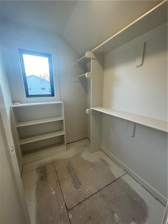 spacious closet with lofted ceiling