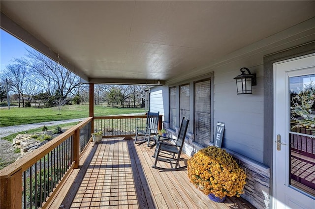 wooden deck with covered porch