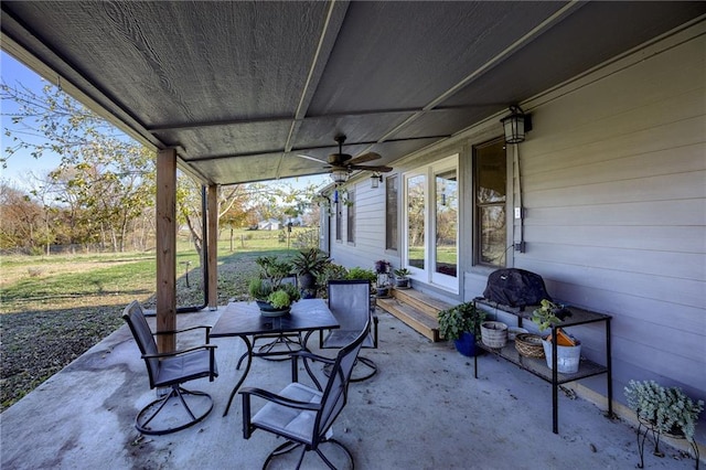 view of patio / terrace with ceiling fan