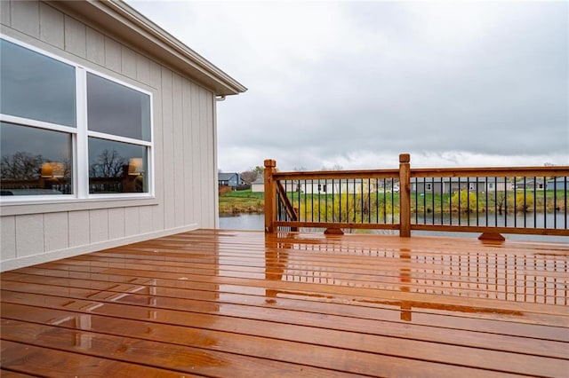 deck with a water view