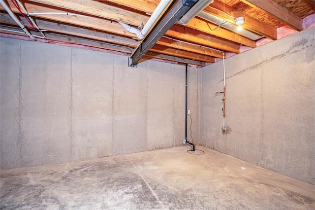 view of unfinished basement