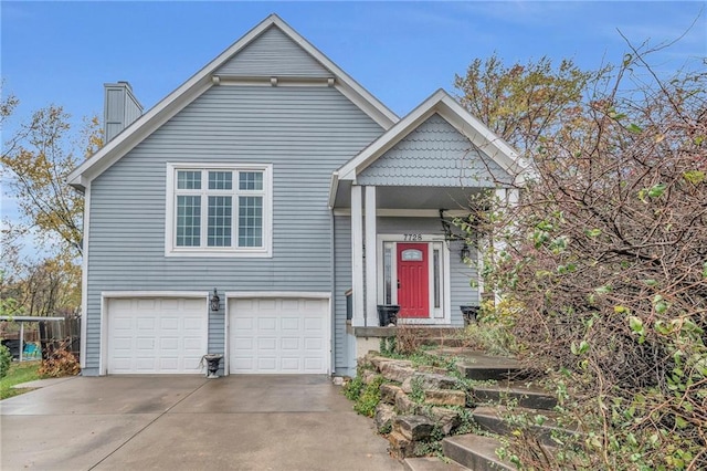 view of front of home with a garage