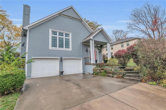 view of front of house with a garage