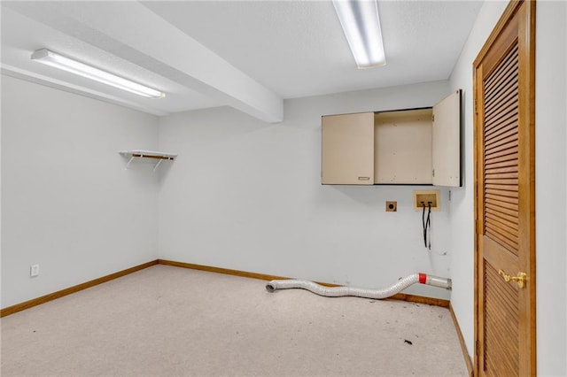 basement with light carpet