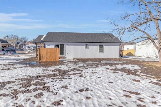 view of snow covered property