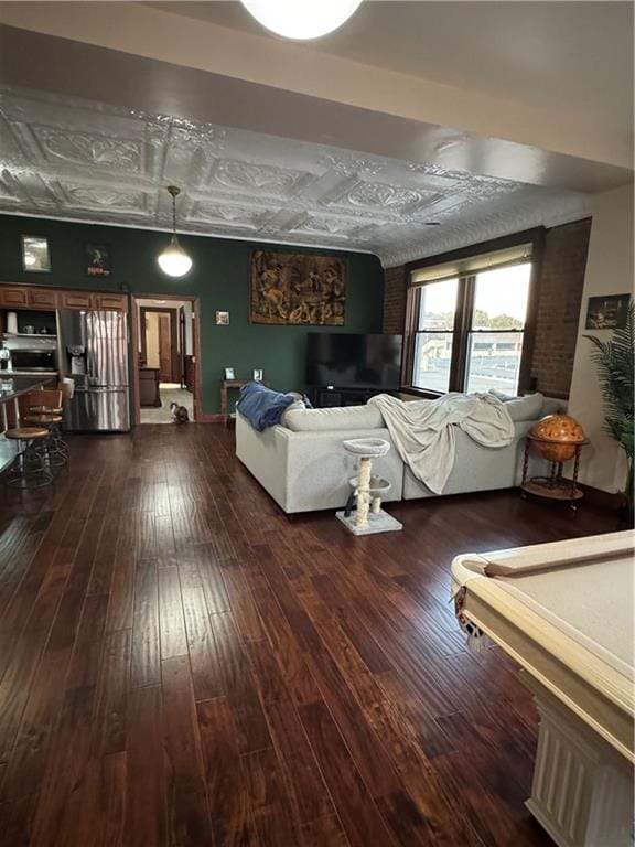 living room with hardwood / wood-style flooring