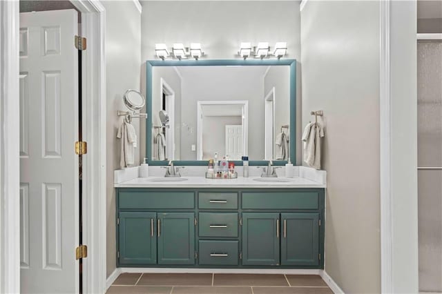 bathroom with vanity and an enclosed shower