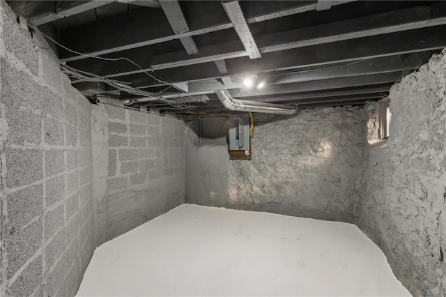 basement with electric panel