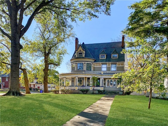 view of front of house featuring a front yard and a porch