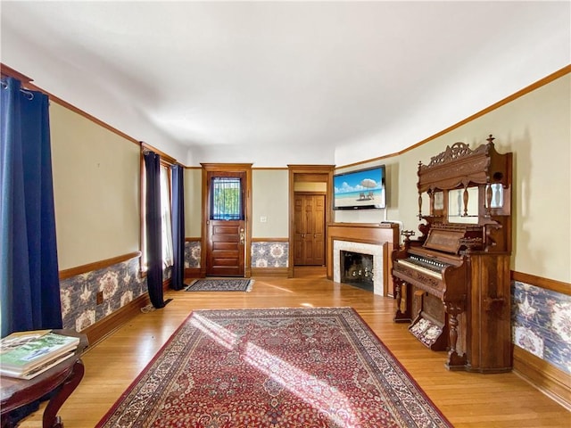 interior space with light hardwood / wood-style flooring