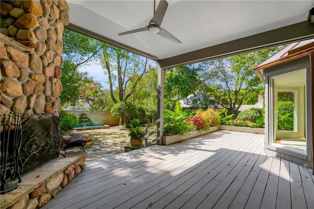 deck featuring ceiling fan