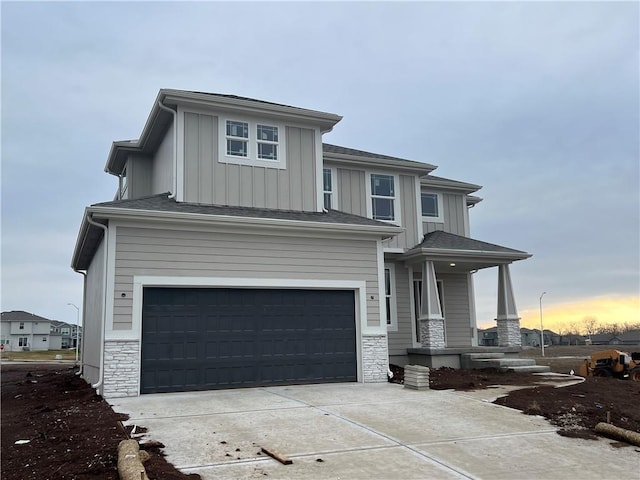 view of front of house with a garage