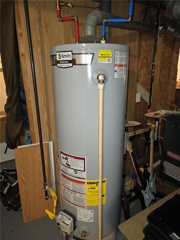 utility room with water heater