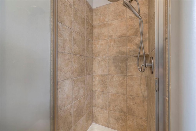 details with a shower with door