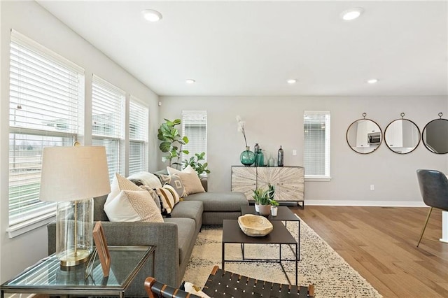 living room with light wood-type flooring