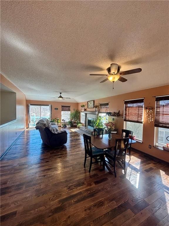 dining room featuring a ceiling fan and hardwood / wood-style flooring