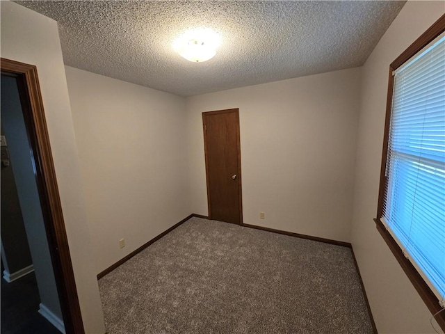 carpeted empty room with plenty of natural light and a textured ceiling