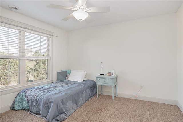 bedroom with carpet and ceiling fan