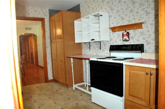 kitchen with white electric stove