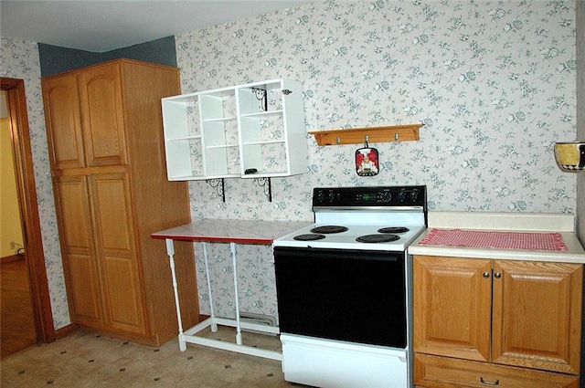 kitchen with white electric range oven