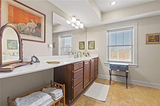 bathroom featuring vanity and tile patterned floors