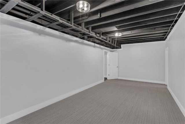 basement with carpet