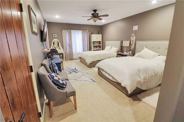 bedroom with carpet and ceiling fan