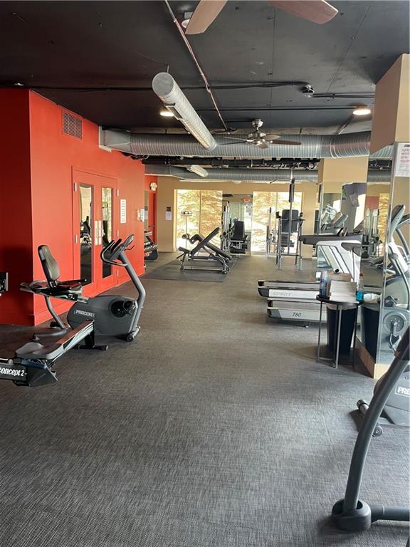 workout area with carpet