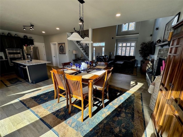 dining area featuring dark hardwood / wood-style flooring