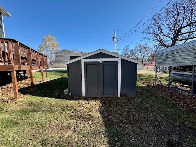 view of outdoor structure with a yard