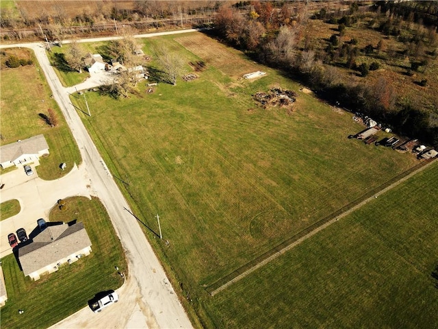 drone / aerial view with a rural view