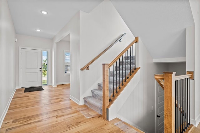1933 SW Merryman Dr, Lees Summit, MO 64082 - foyer featuring light wood-type flooring, baseboards, and recessed lighting