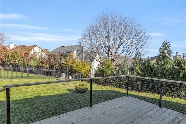 wooden deck with a lawn