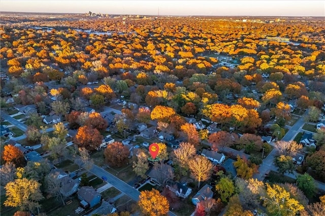 view of aerial view at dusk