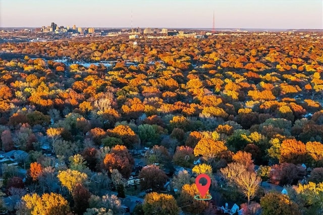 drone / aerial view with a view of city