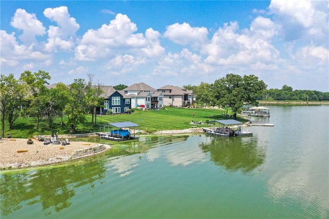 property view of water with a boat dock