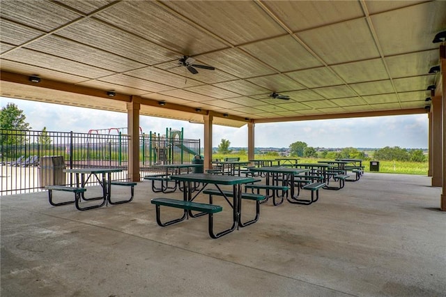 surrounding community with a patio