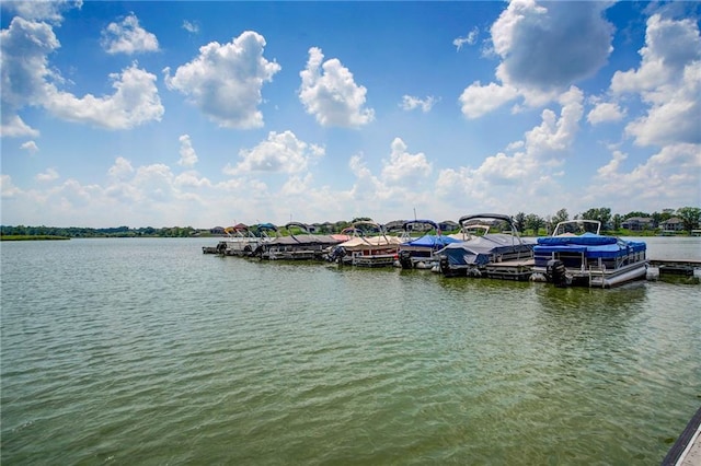 water view featuring a dock